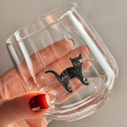 🐱 Handmade Murano Glass Cat Wine Glass
