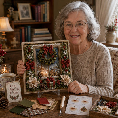 🔥 LAST DAY 49% OFF – 🎄🧵 Premium 3D Christmas Fabric Poke Art Kit | No-Sew Holiday Craft with Pre-Punched Board, Fabric Squares & Display Stand 🎅✨