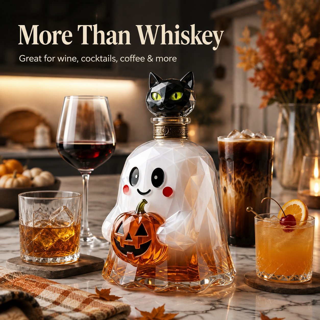 🔥🔥Last Day 50% OFF - Ghost Pumpkin Halloween Decanter 🎃 Spooky Glass Whiskey Bottle