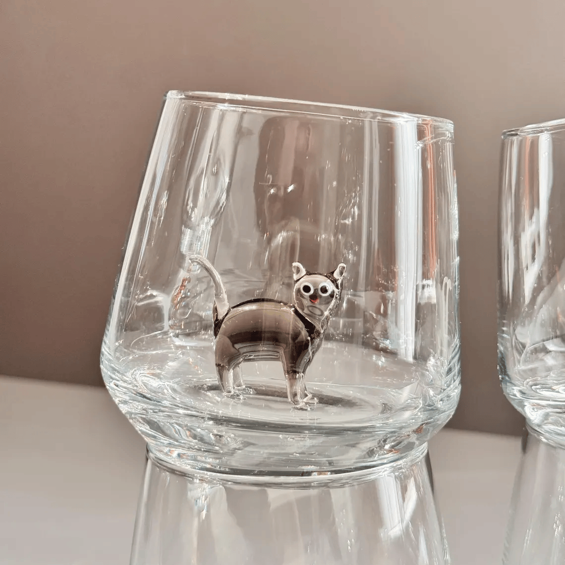🐱 Handmade Murano Glass Cat Wine Glass