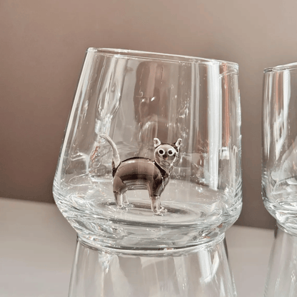 🐱 Handmade Murano Glass Cat Wine Glass