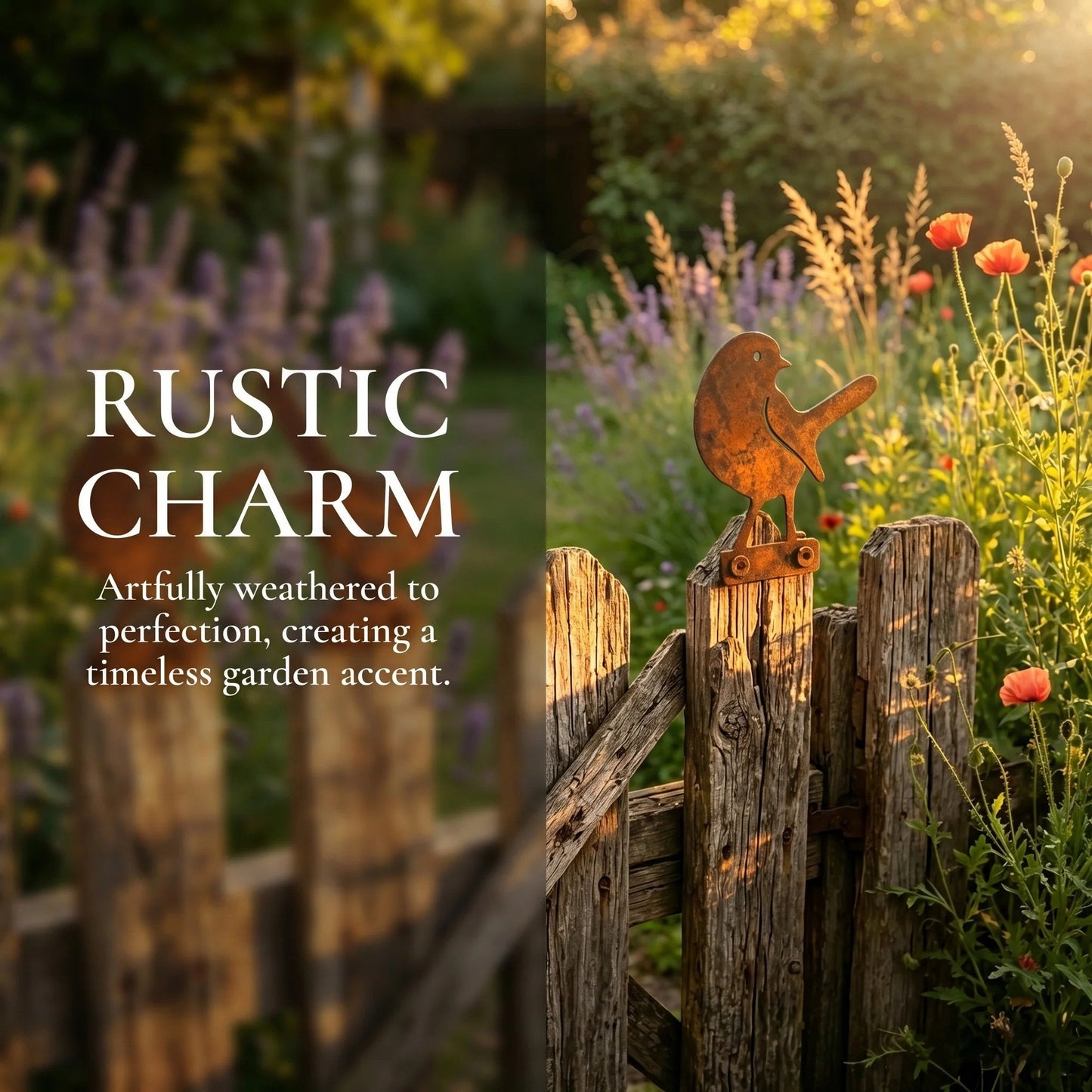 🐦5-Piece Lifelike Rusty Metal Bird Silhouettes Garden Art