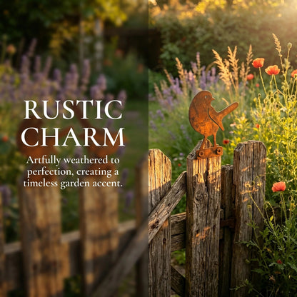 🐦5-Piece Lifelike Rusty Metal Bird Silhouettes Garden Art