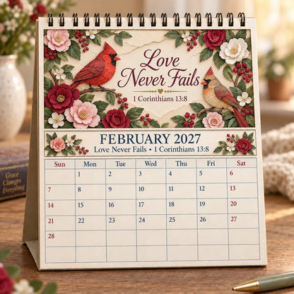 ✝️ 3D Christian Calendar 2027 | 12 Scripture Designs with Nature Scenes, Birds & Flowers for Faith-Filled Homes & Meaningful Gifts 🎁