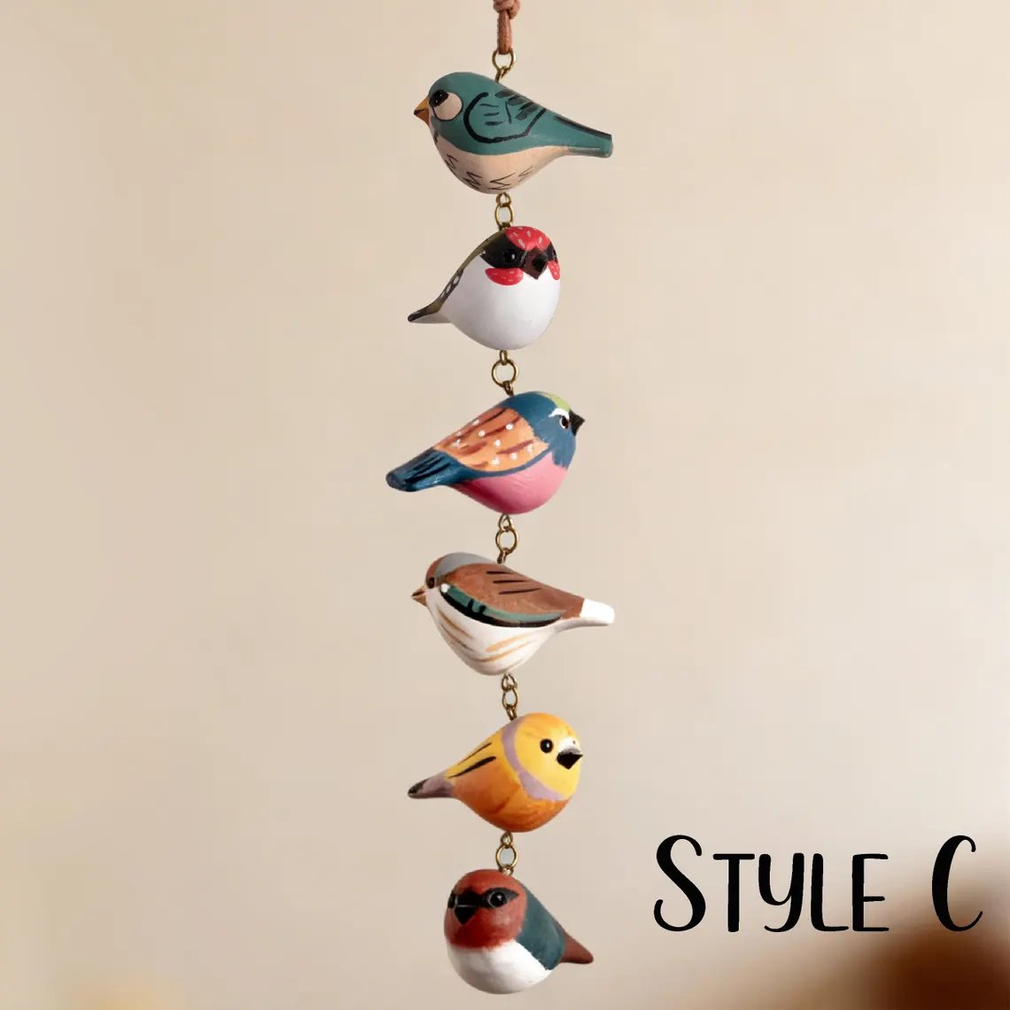 🐦🐦Rustic Hand Painted Bird Ornament, Handcrafted Wooden Colorful Birds🎁Buy 2 Free Shipping