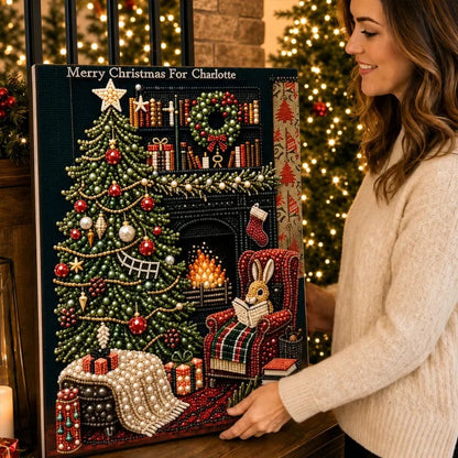 🎅🎅🎄 Premium 3D Pearl Christmas Reindeer Diamond Painting Art Kit |  Luxury Flocked Canvas with Scratch-Resistant Non-Fading Pearl Beads DIY Holiday Decor⛄️❄️