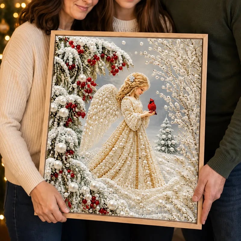 🎅🎅🎄 Premium 3D Pearl Christmas Reindeer Diamond Painting Art Kit |  Luxury Flocked Canvas with Scratch-Resistant Non-Fading Pearl Beads DIY Holiday Decor⛄️❄️
