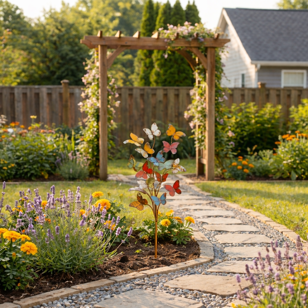 🦋🦋Multicolored Metal Butterfly Garden Stake