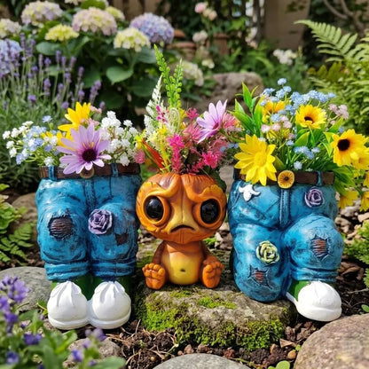 🌸🌸Unique Resin Sitting Planter Cute Animal Flower Pot Succulent Container Decorative Garden Sculpture Indoor Outdoor Pot Gift for Plant Lover