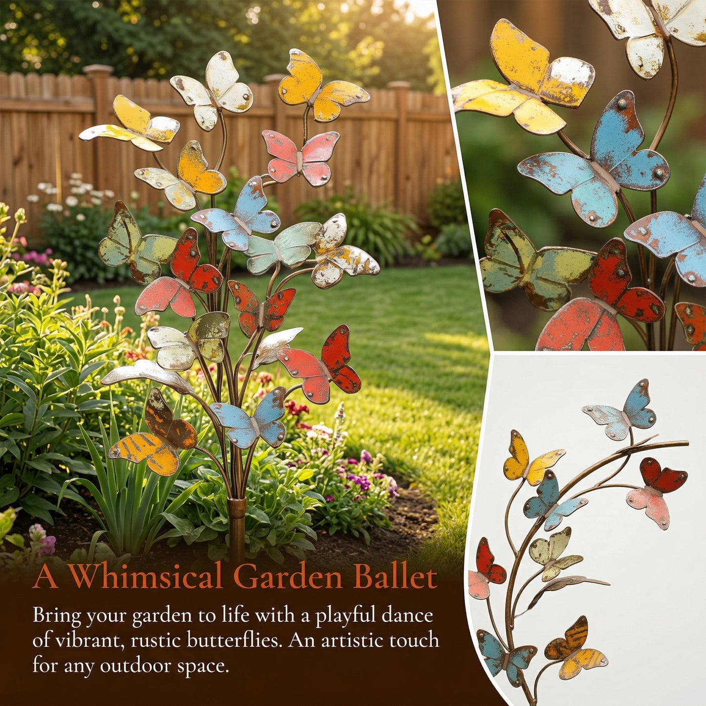 🦋🦋Multicolored Metal Butterfly Garden Stake