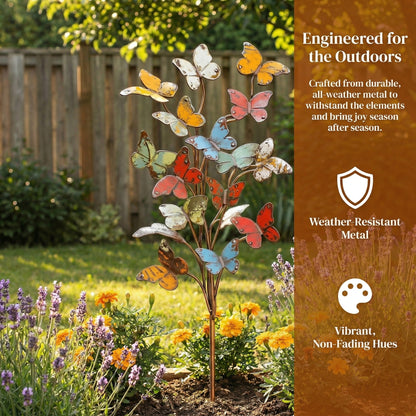 🦋🦋Multicolored Metal Butterfly Garden Stake