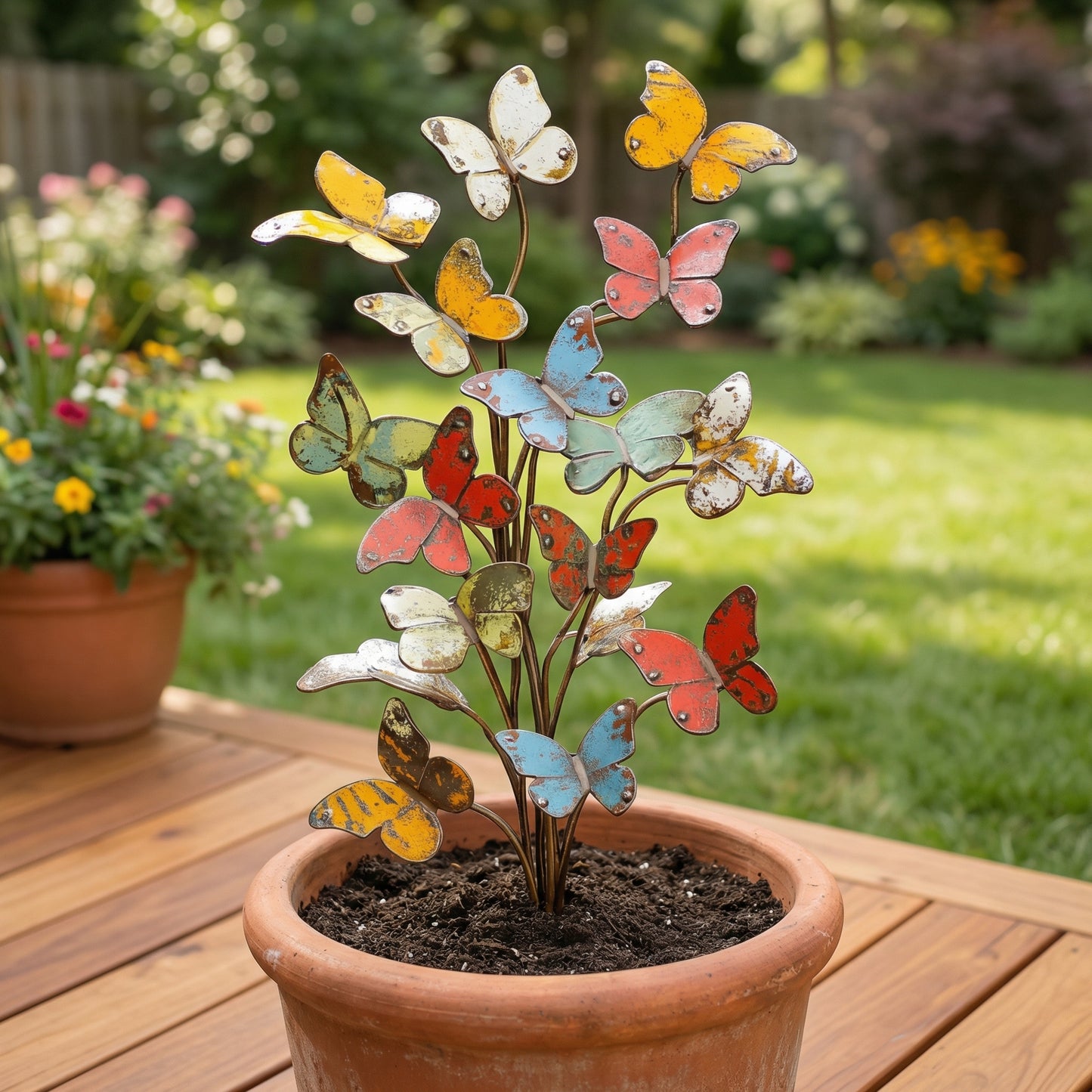 🦋🦋Multicolored Metal Butterfly Garden Stake