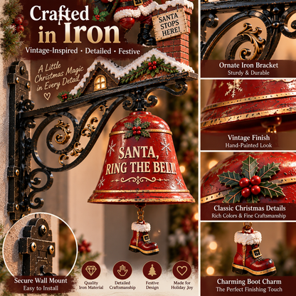 🎅 🎅2026 Christmas Gift 50% Off--🎅🎅 Santa, Ring the Bell! Iron Christmas Door Bell — Vintage Holiday Porch & Entryway Decor