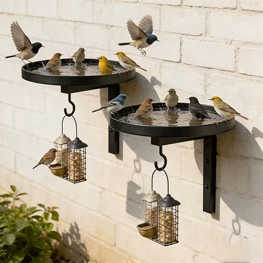 📢40% OFF !!!⏰Wall-Mounted Metal Bird Bath – Antique Bronze Finish 🐦🛁🧱🏡